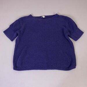 Gap Sweater Women's XL Purple Textured 100% Cotton Short Sleeve Knit *Wear